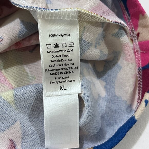 LuLaRoe Cassie Skirt Womens XL Blue Floral Print Stretch Pencil Pull On Spring - Picture 4 of 13